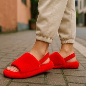 IMAN Faux Fur Slingback Slipper Size 8